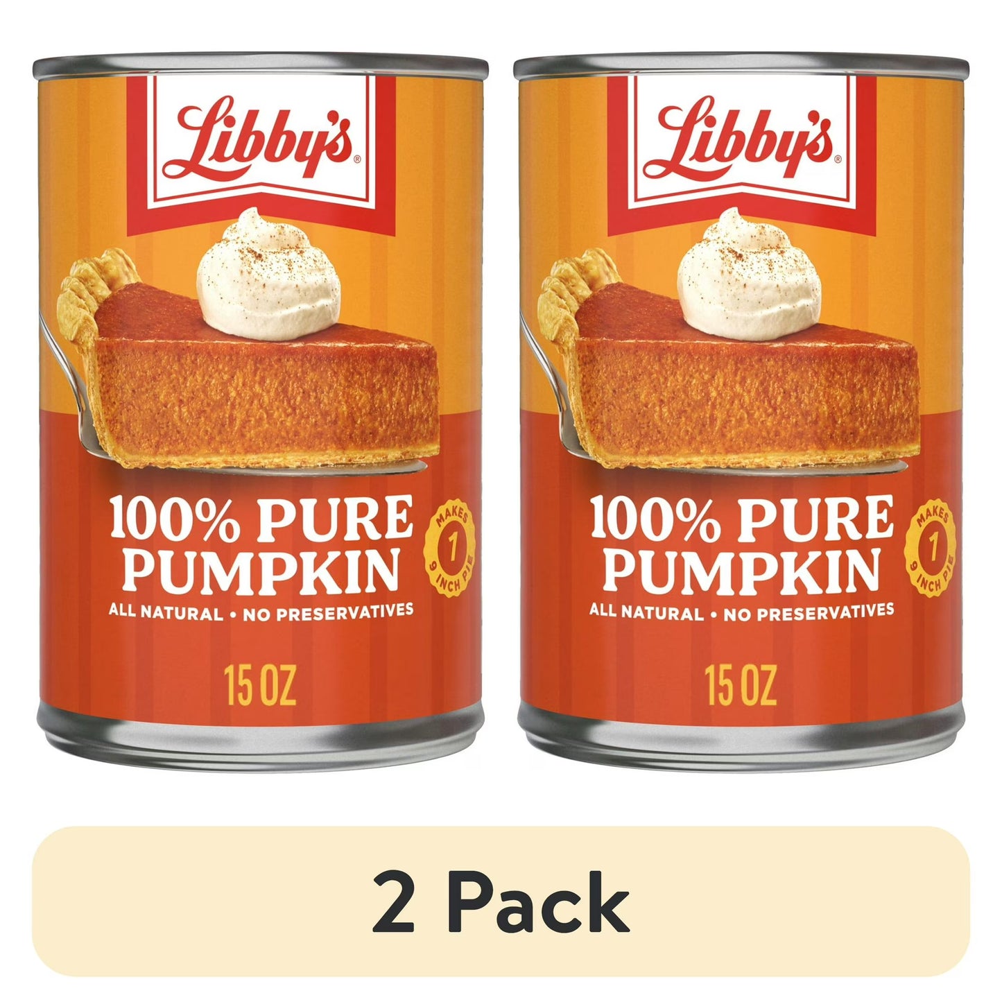 Libby's 100% Pure Pumpkin Puree, All Natural Gluten Free Canned Pumpkin for Baking Pumpkin Pie Dessert, 15 oz Can