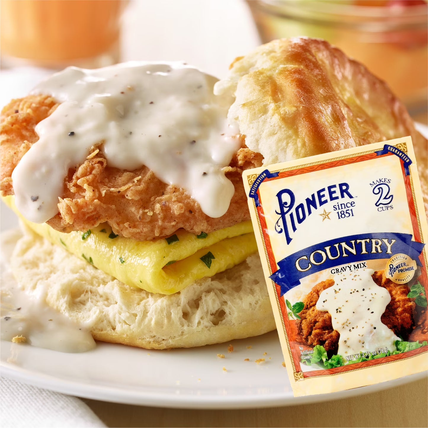 Pioneer Country Gravy Mix, Rich & Creamy, Southern Style, 2.75 oz Pouch (Yields 8 Servings)