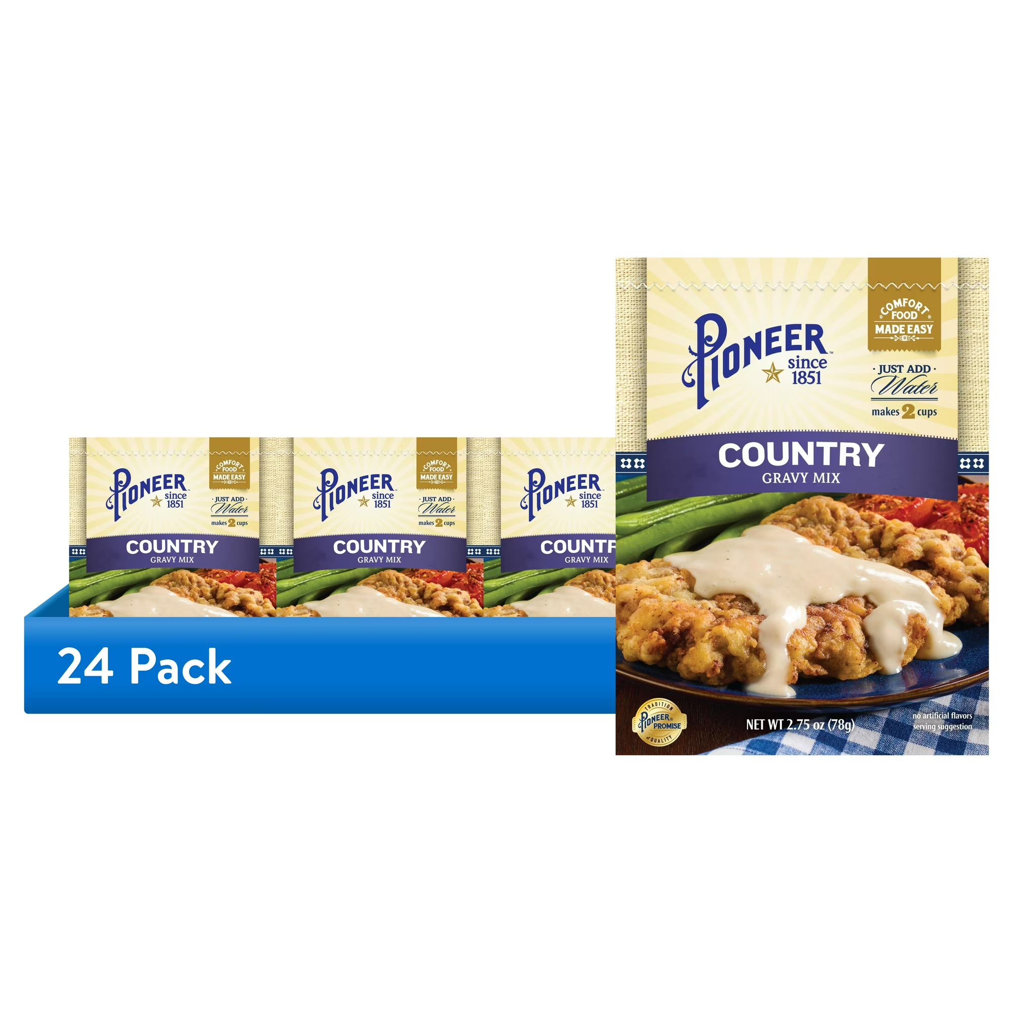 Pioneer Country Gravy Mix, Rich & Creamy, Southern Style, 2.75 oz Pouch (Yields 8 Servings)