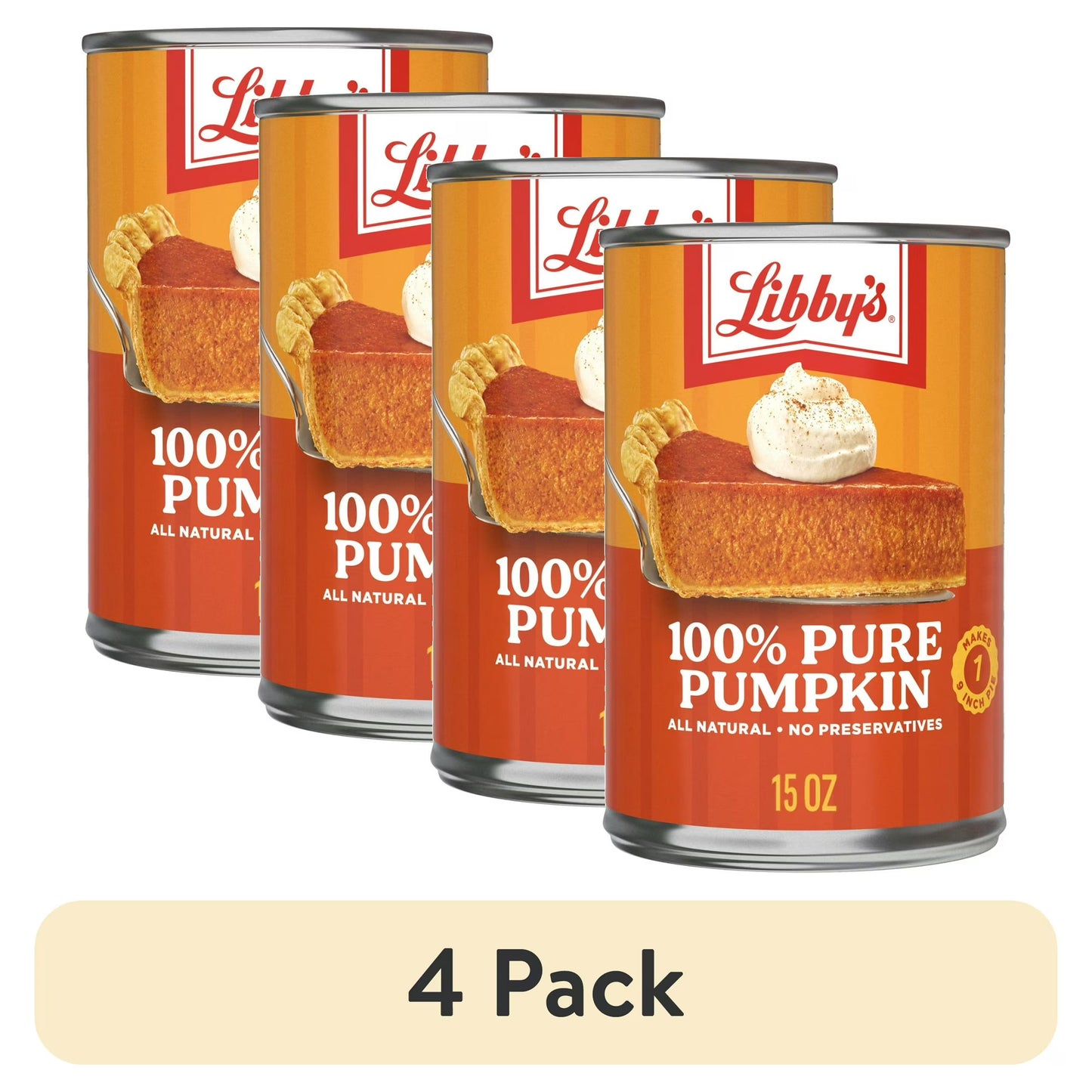 Libby's 100% Pure Pumpkin Puree, All Natural Gluten Free Canned Pumpkin for Baking Pumpkin Pie Dessert, 15 oz Can