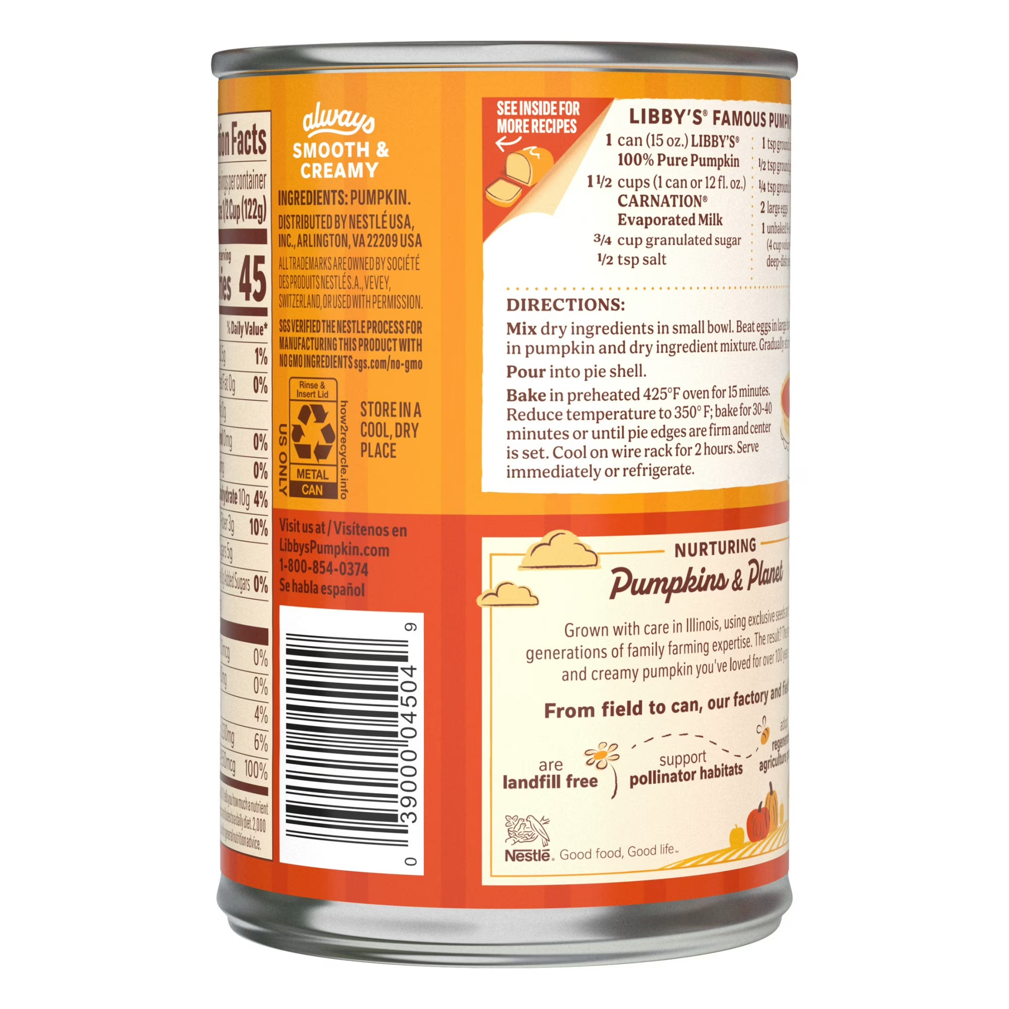 Libby's 100% Pure Pumpkin Puree, All Natural Gluten Free Canned Pumpkin for Baking Pumpkin Pie Dessert, 15 oz Can