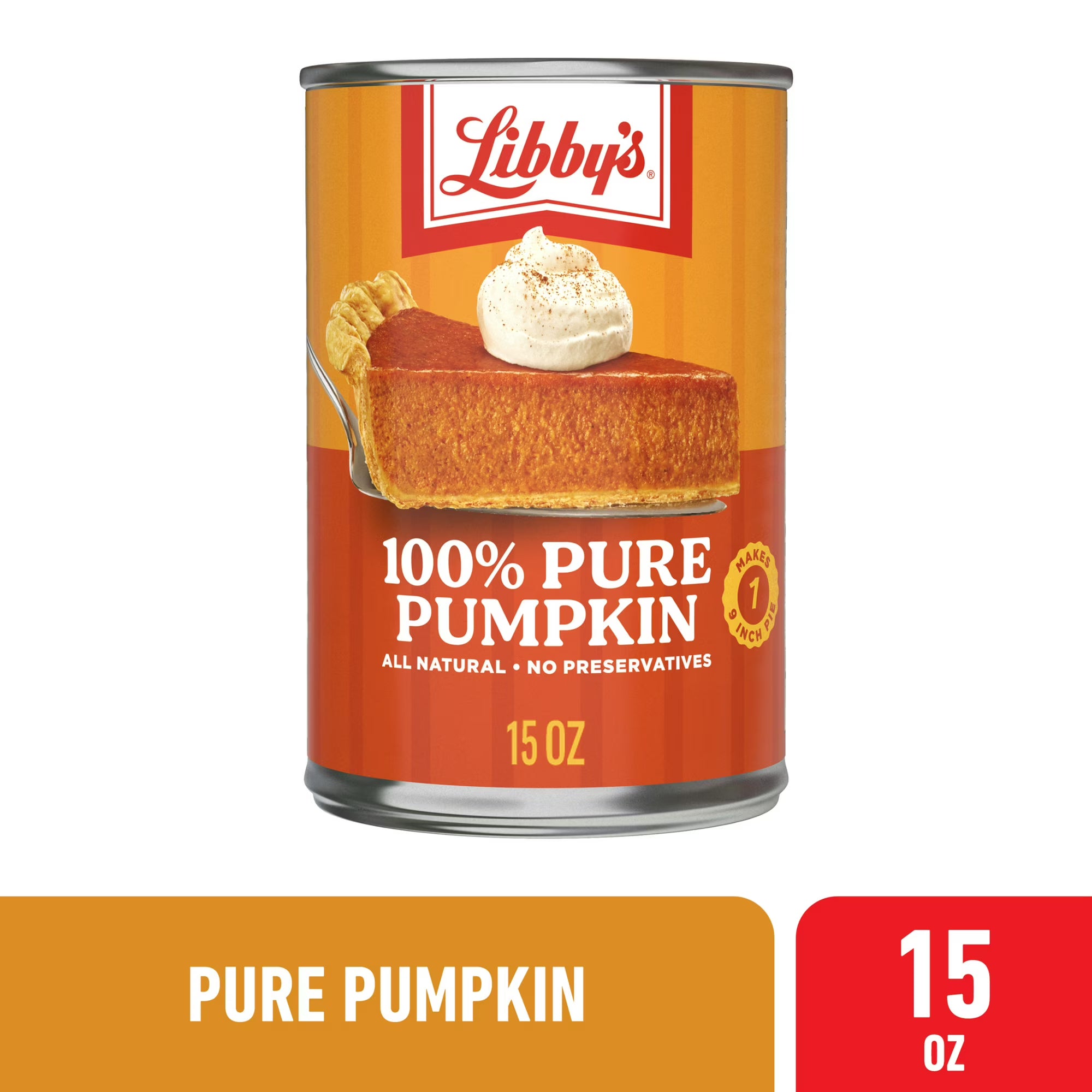 Libby's 100% Pure Pumpkin Puree, All Natural Gluten Free Canned Pumpkin for Baking Pumpkin Pie Dessert, 15 oz Can