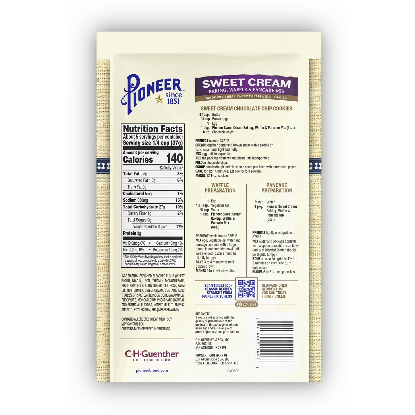 Pioneer Sweet Cream Baking - Waffle & Pancake Mix - 6 oz