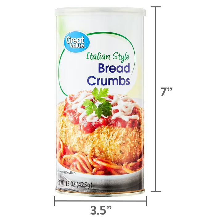 Great Value Italian Style Bread Crumbs, 15 oz